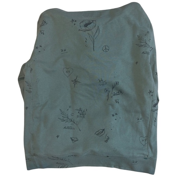 Abercrombie & Fitch Soft Fleece Hoodie Size Large Green Graffiti - Picture 2 of 5